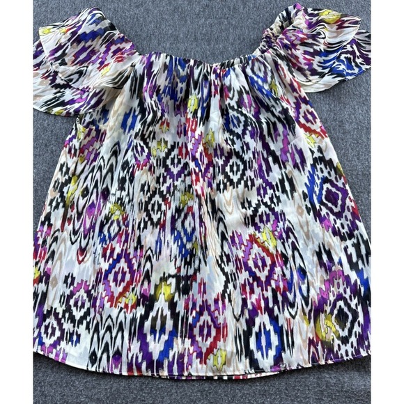 Misa‎ Shirt Womens Small Multicolor Off The Shoulder  Geometric Aztec Print - Picture 1 of 12